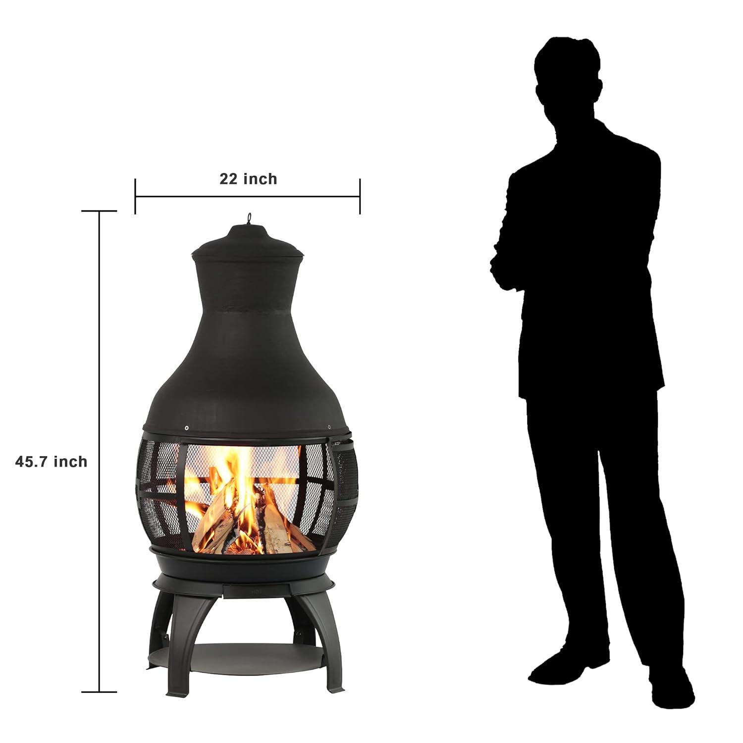 Heatmaxx Round Cast Iron Wood Burning Smokeless Chimnea