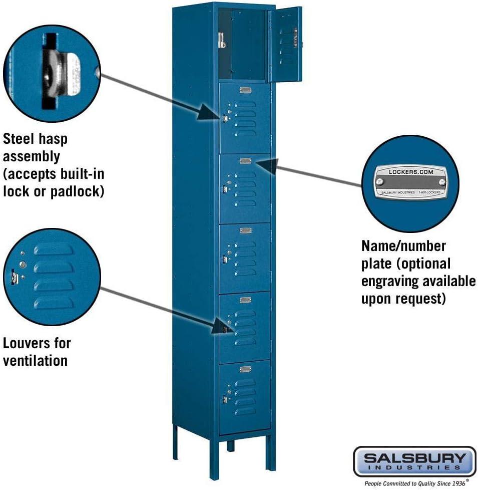 Salsbury Industries 66162BL-U Six Tier Box Style 12-Inch Wide 6-Feet High 12-Inch Deep Unassembled Standard Metal Locker, Blue