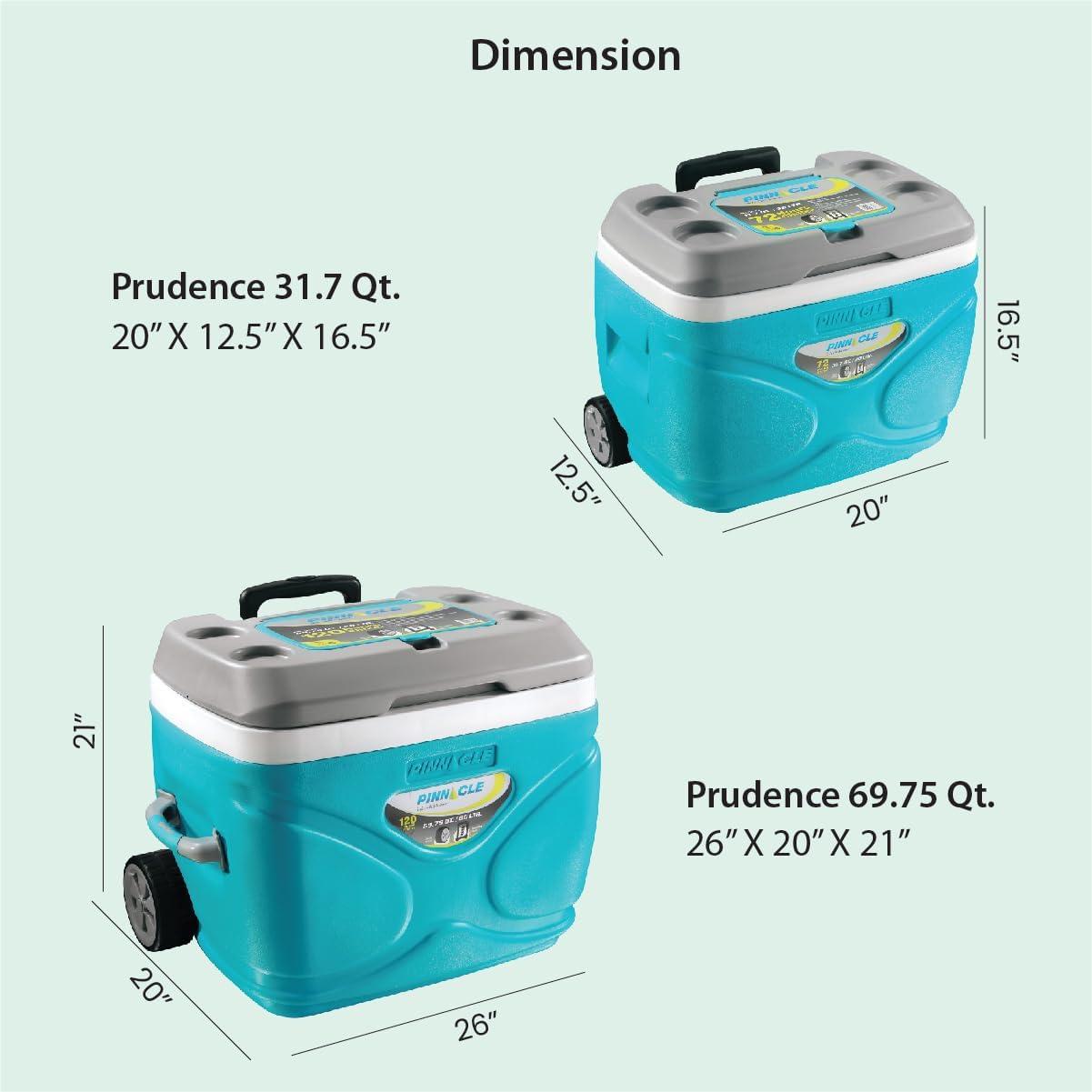 Pinnacle Cooler with Wheels – Practical Set of 30L Cooler with Wheels and Handle – Includes Smaller 11L and 4.5L Camping Coolers and 2 Ice Bricks – Cup Holder and Sitting Lid – Extended Cooling Time
