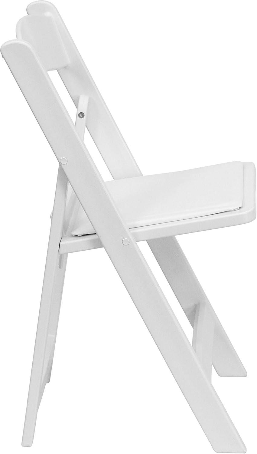 Hercules Series Elegant White Resin Folding Chair with Detachable Cushion