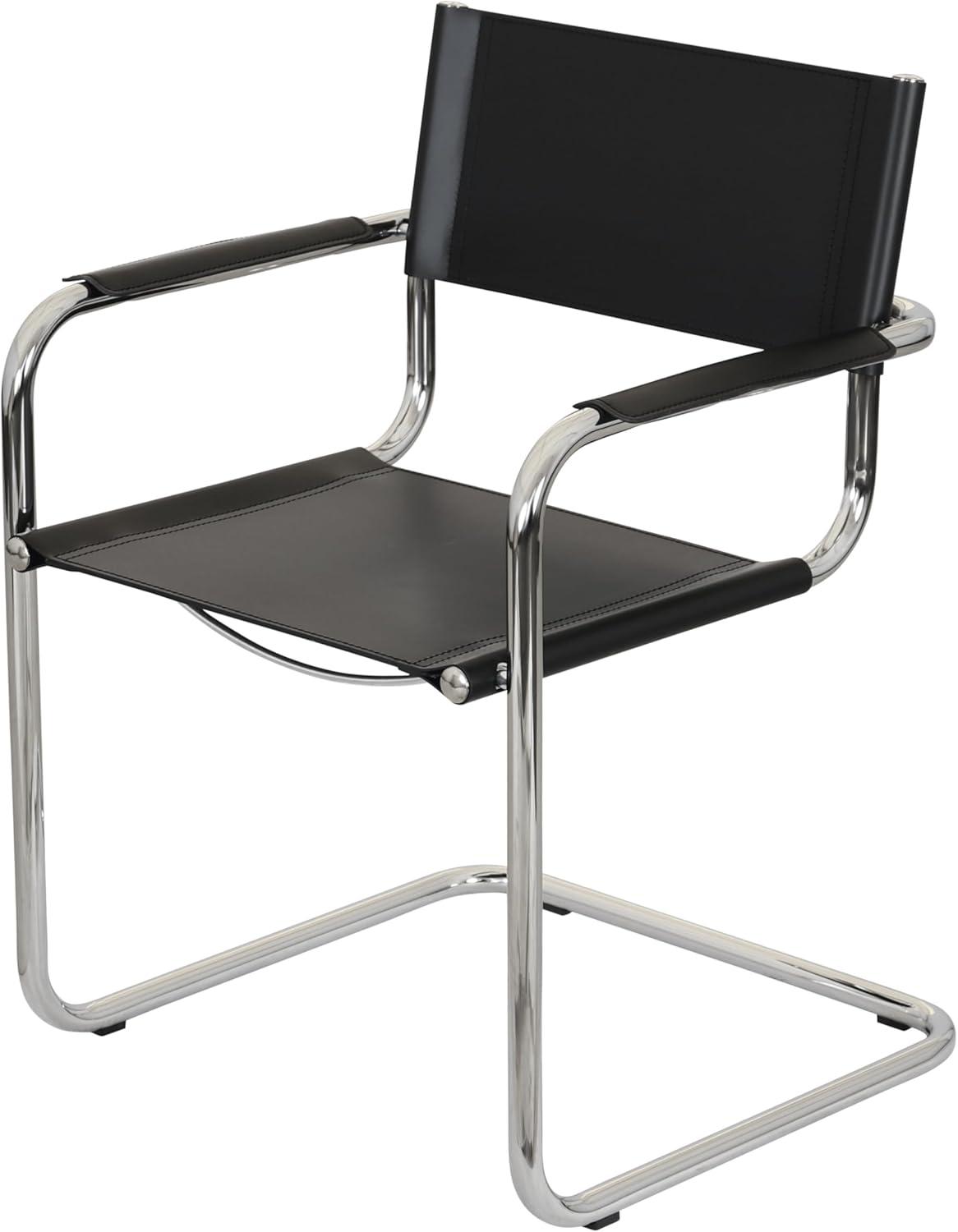 Breuer Chair Company Mart Stam Cantilever Armchair Arm Chair w/ Chrome-Plated Steel Frame (Various Bonded Leather Colors)