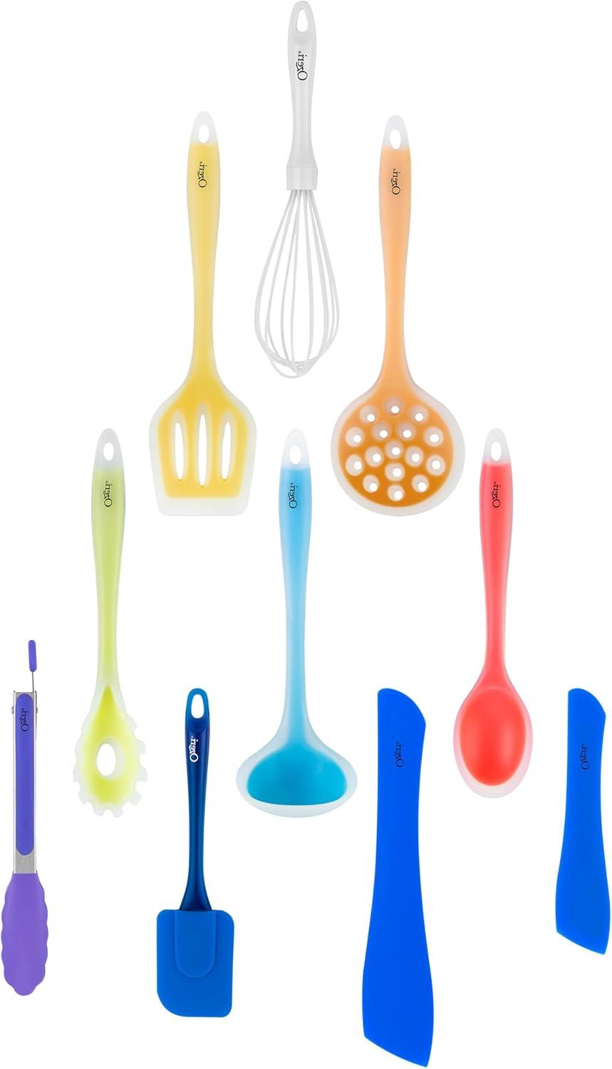 Ozeri 11-Piece Multicolor Silicone Utensil Set BPA-Free Heat-Resistant Kitchen Tools