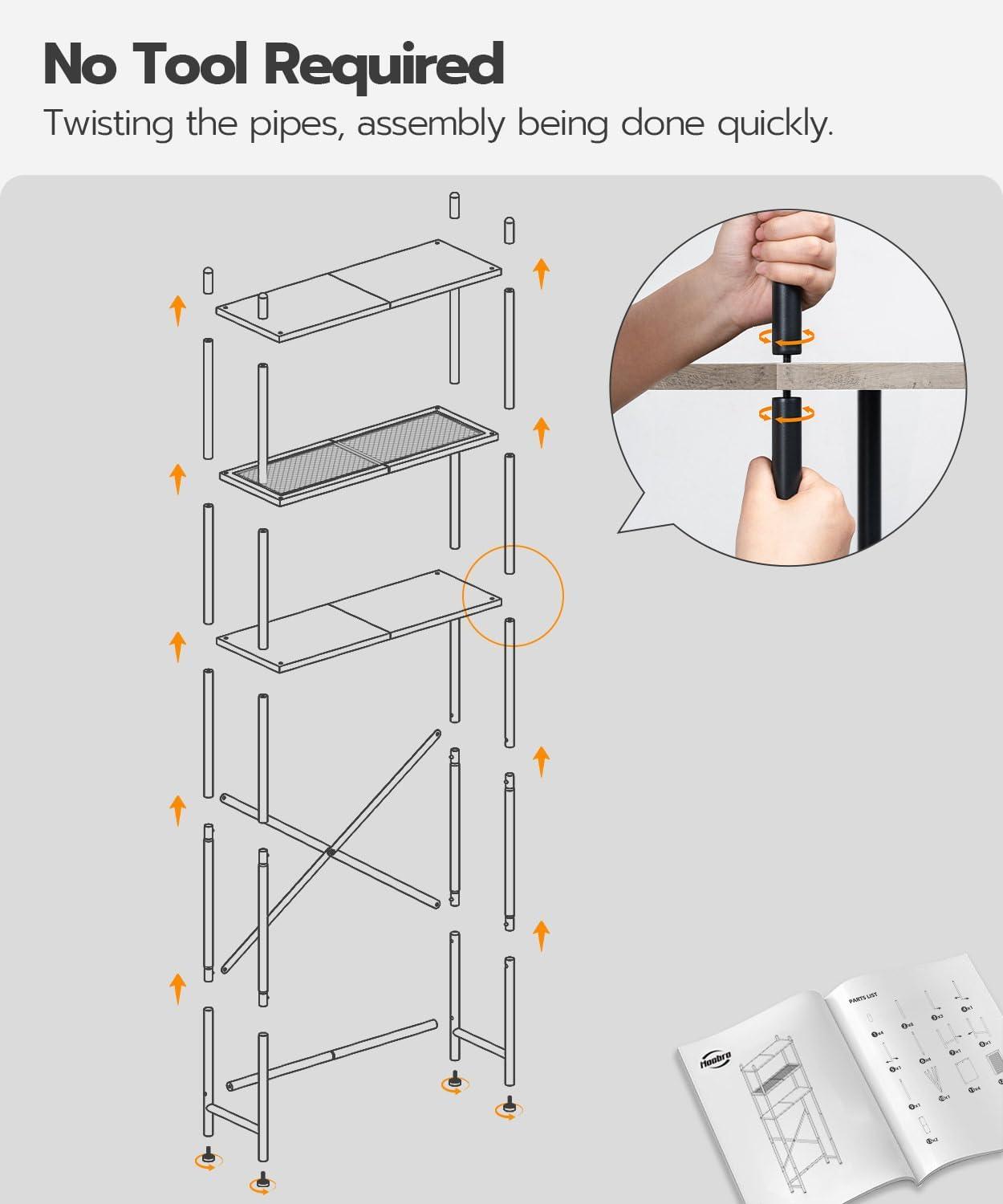 Black and Greige 3-Tier Over-the-Toilet Storage Organizer