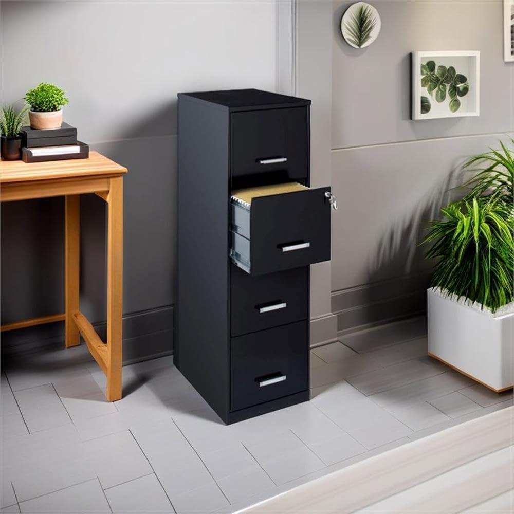 Scranton & Co 18" 4 Drawer Metal Letter File Cabinet in Black