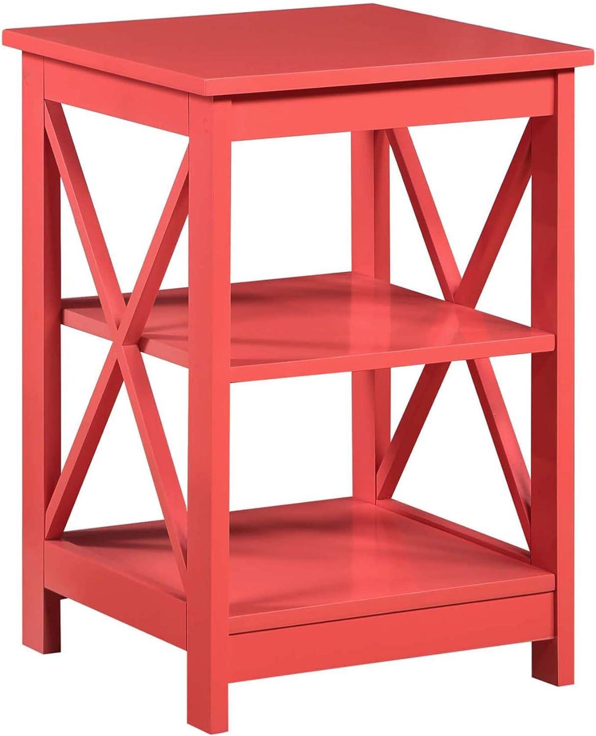 Convenience Concepts Oxford End Table with Shelves, Coral