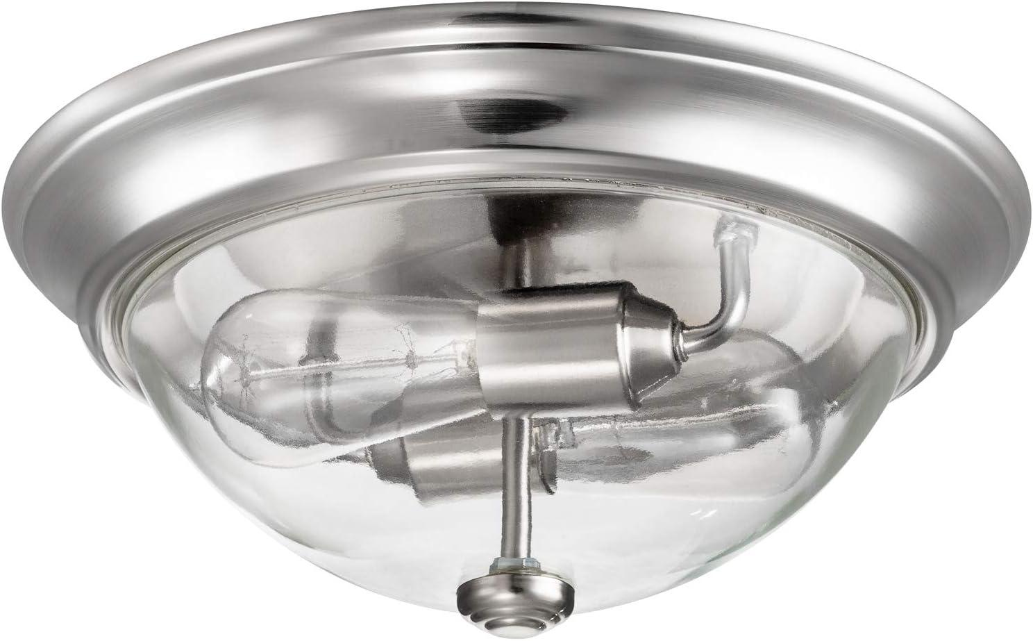 Brushed Nickel Clear Glass Drum LED Flush Mount Light