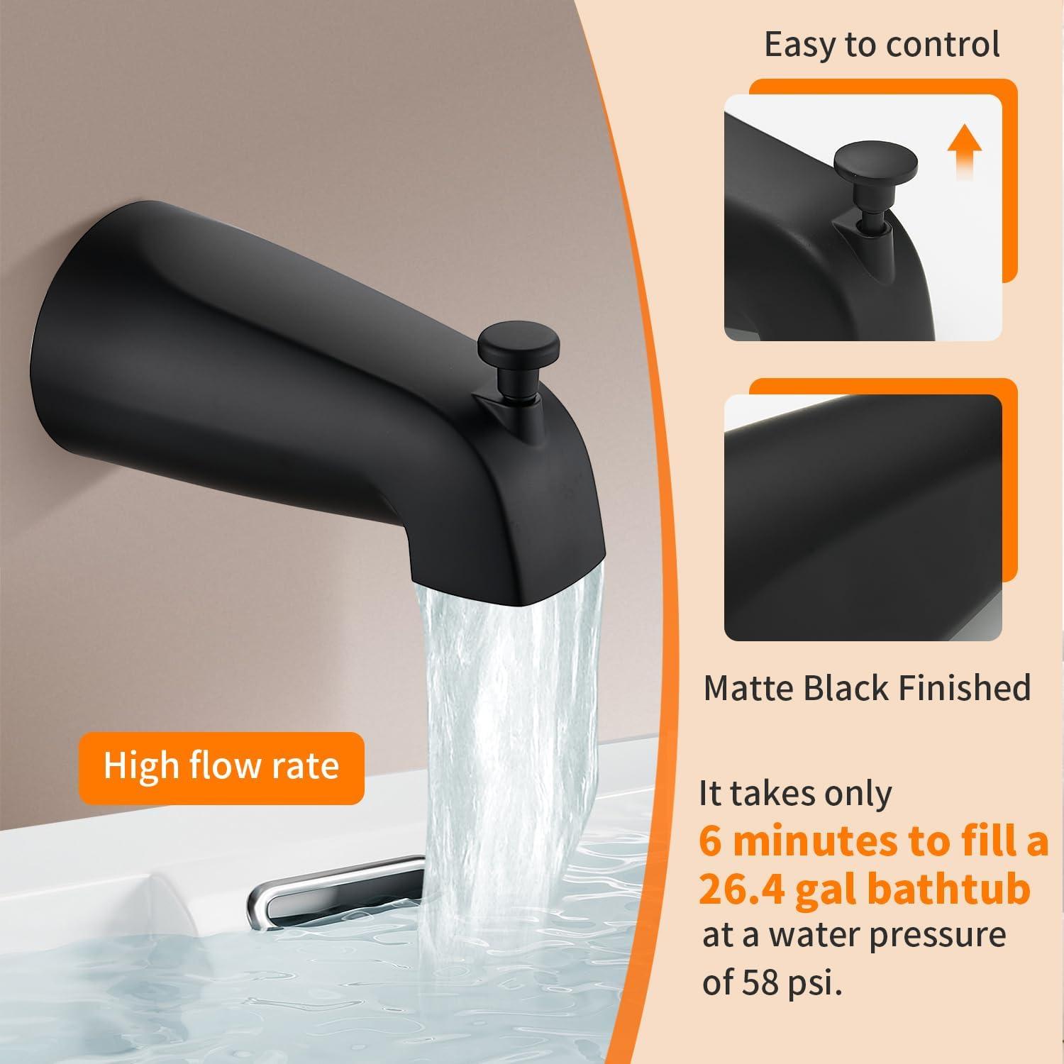 Black Shower Faucet Shower Trim Kit with Mixer Valve 8in Rain Shower Head Combos