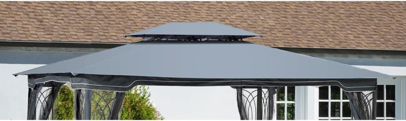 SHANRUGUOJI 13X10 Ft Patio Double Roof Gazebo Replacement Canopy Top Fabric