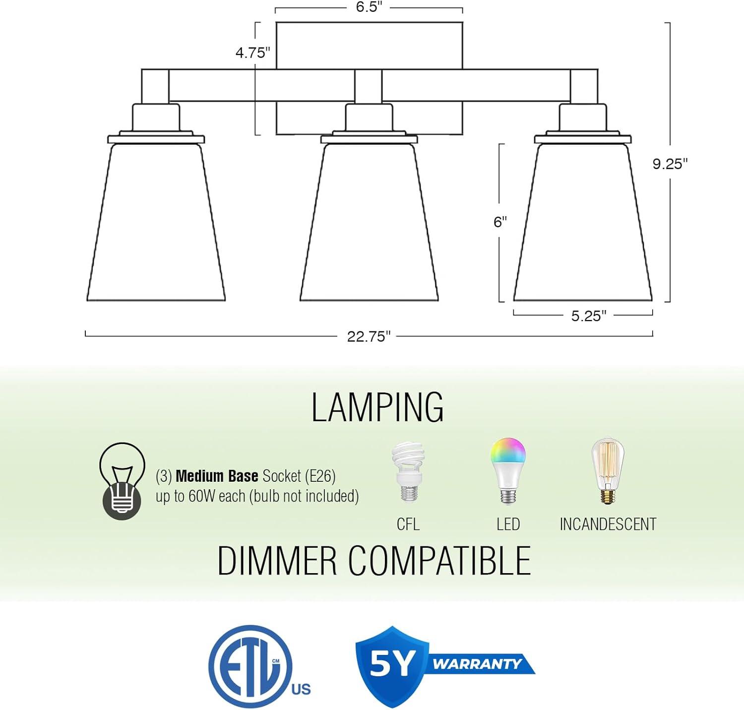 Asher 3 - Light Dimmable Vanity Light