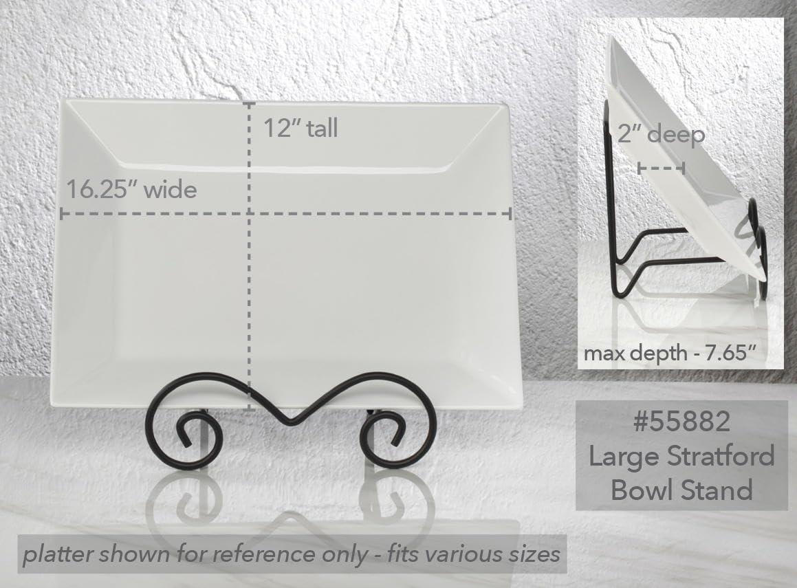 Bard's Wrought Iron Bowl or Deep Platter Stand, 9.375" H x 10.25" W x 7.625" D (For 12" - 16" Bowls or Deep Platters)