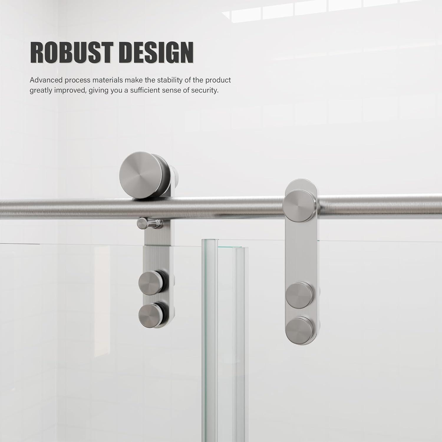 56-60"W X 76"H Double Sliding Shower Door, Aluminium Alloy Frame In Chrome, 5/16" (8Mm) Thick SGCC Tempered Clear Glass.
