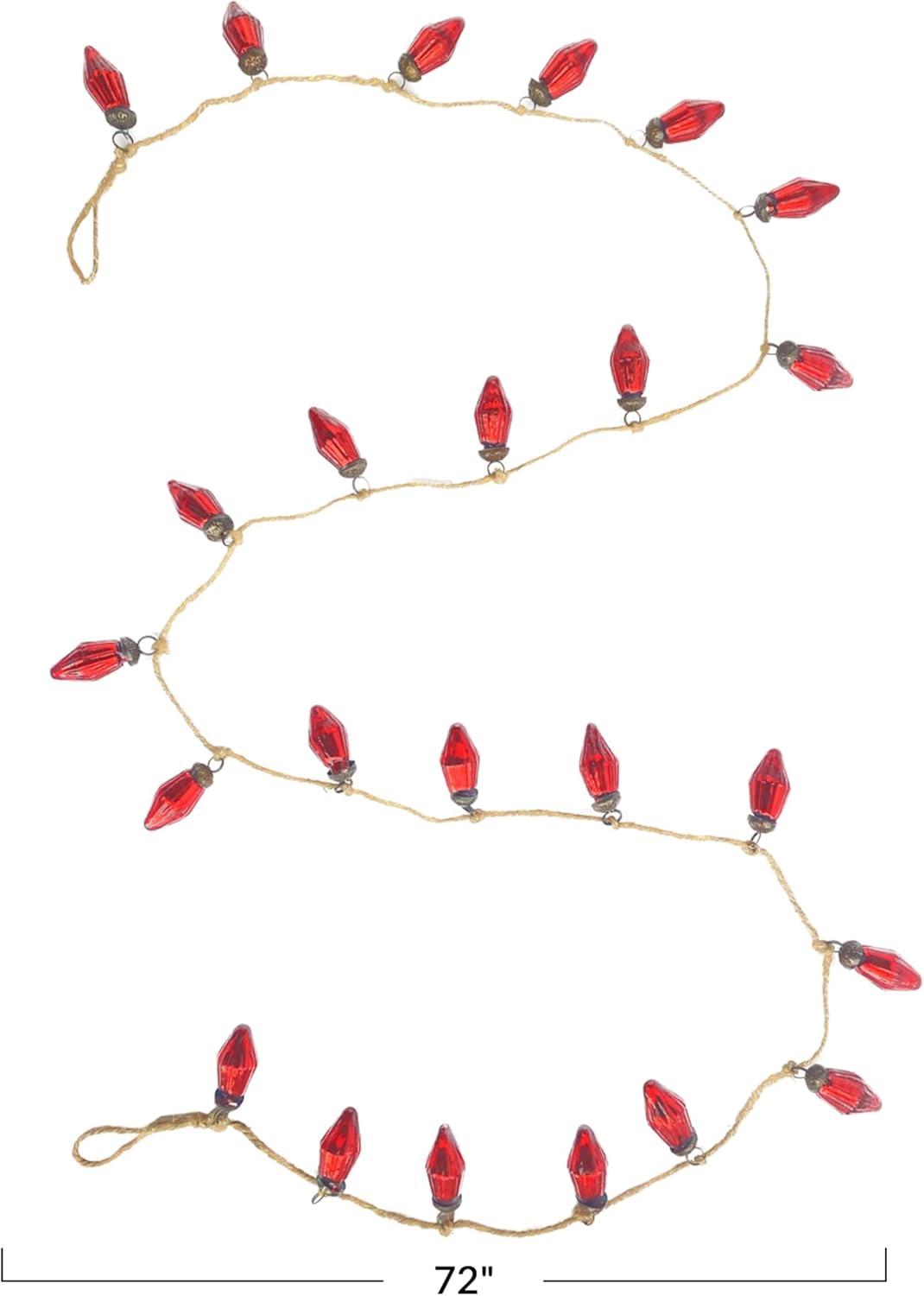 Mercury Glass Ornament Garland On Jute String