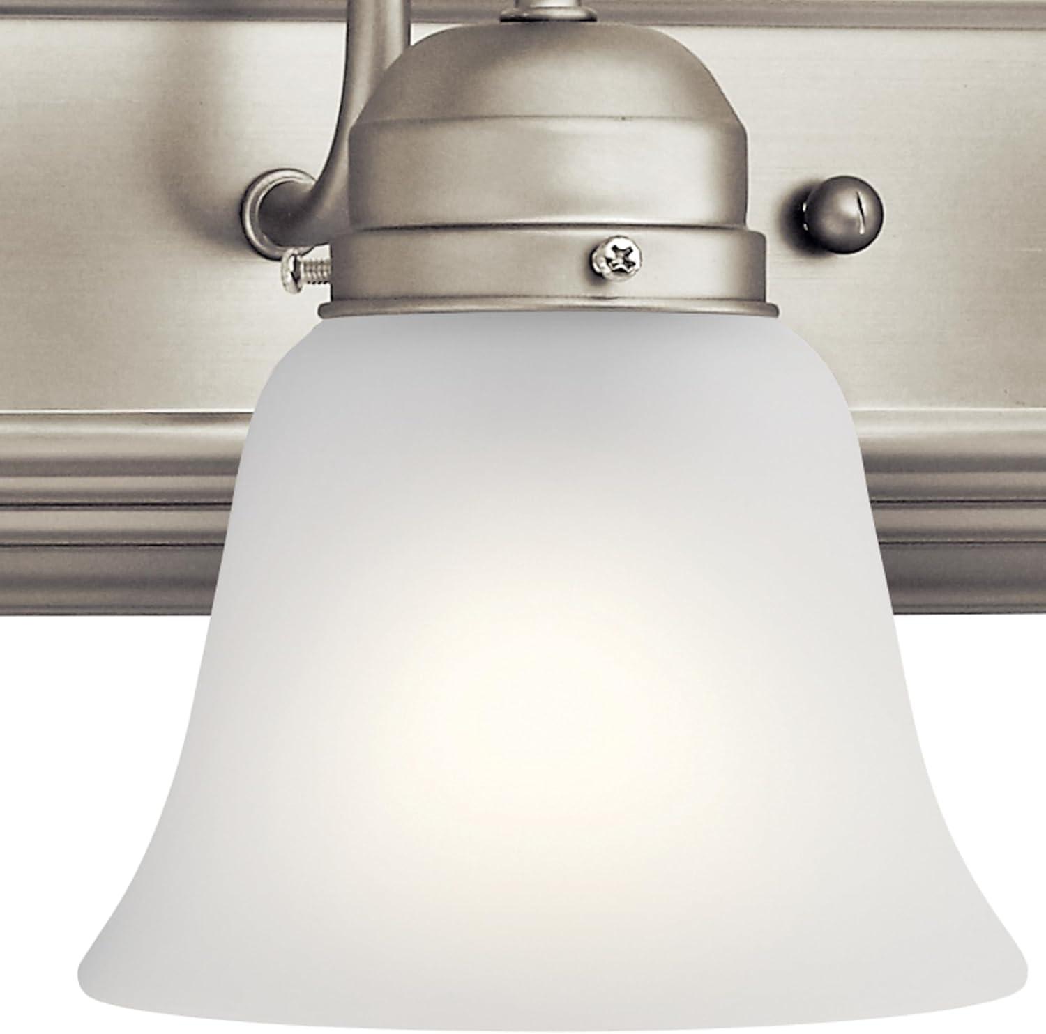 Nickel 36" 5-Light Vanity Bath Light with White Bell Shades