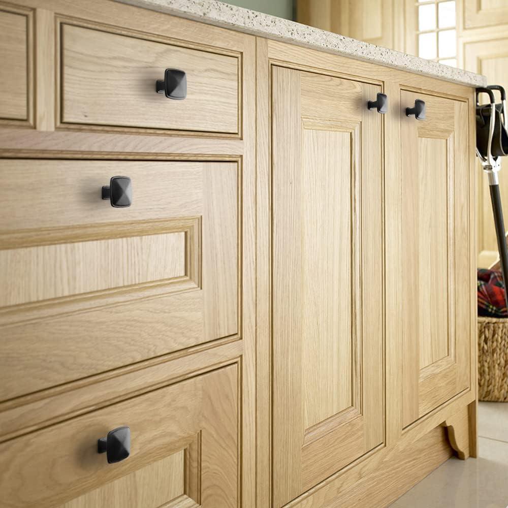 Black Cabinet Knobs - Modern Matte Black Drawer Knobs (1.14" - Kitchen, Dresser & Cupboard Closet)