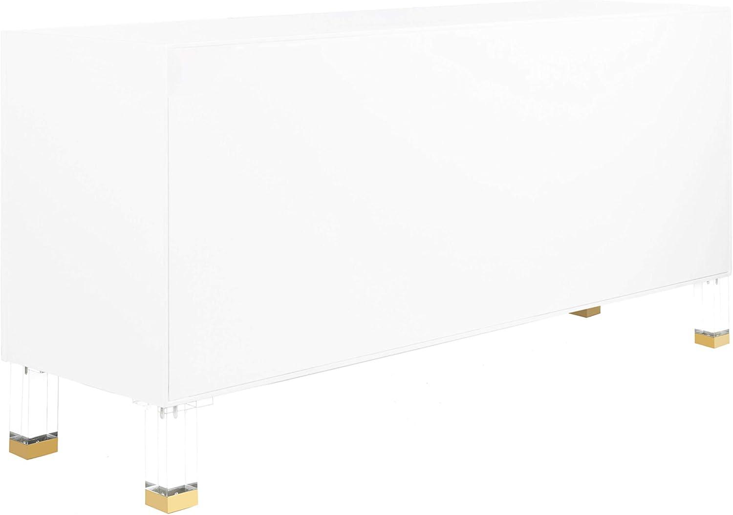 Saturn Wave 69'' White and Gold Contemporary Acrylic Sideboard