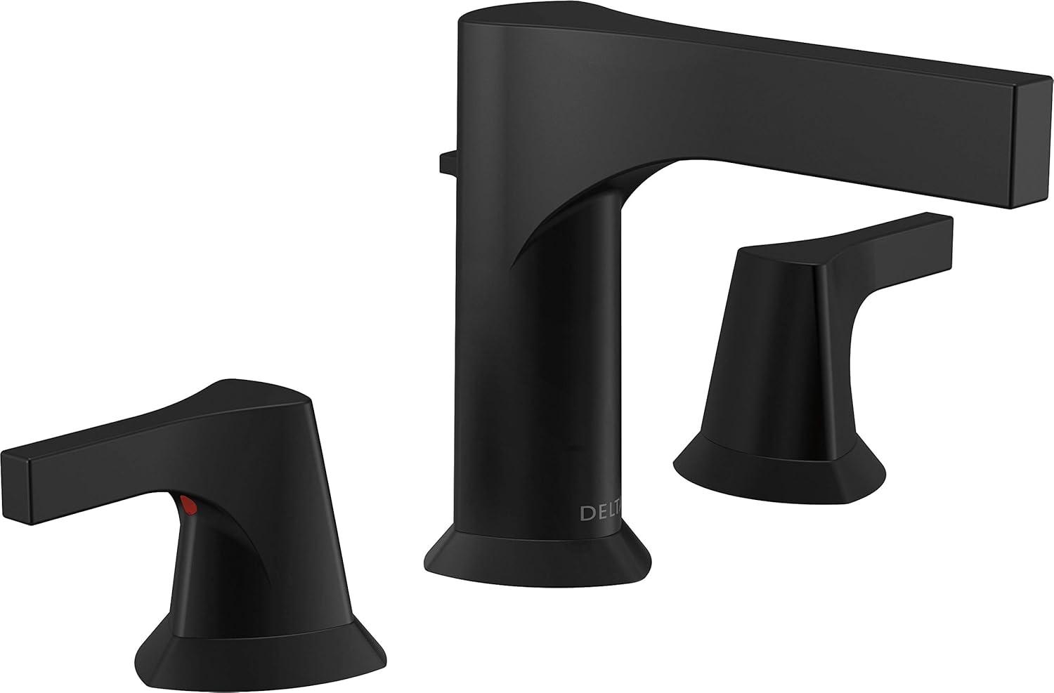 Delta Zura Modern Geometric Widespread Faucet in Matte Black