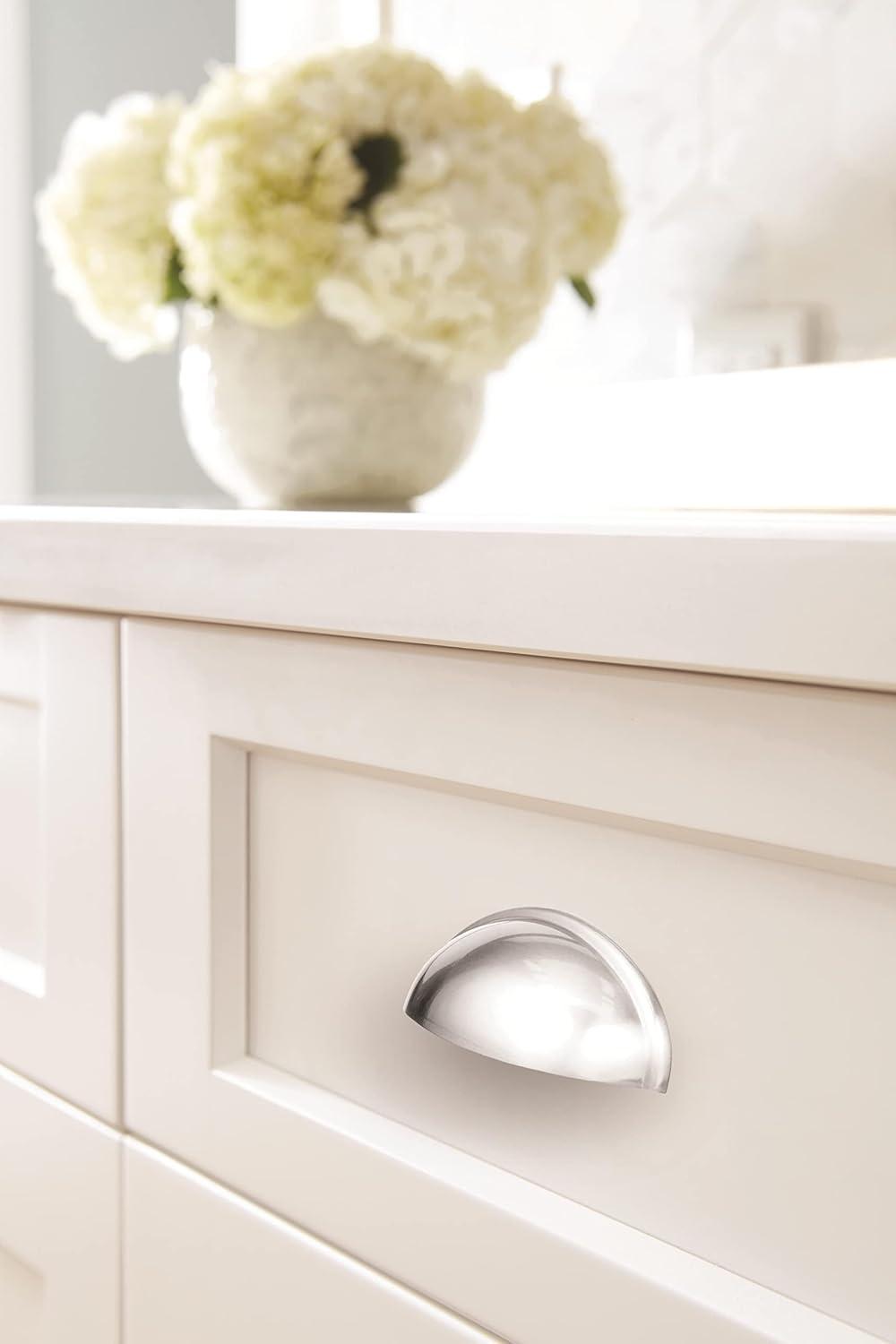 Polished Chrome Cabinet Cup Pull with Mounting Hardware