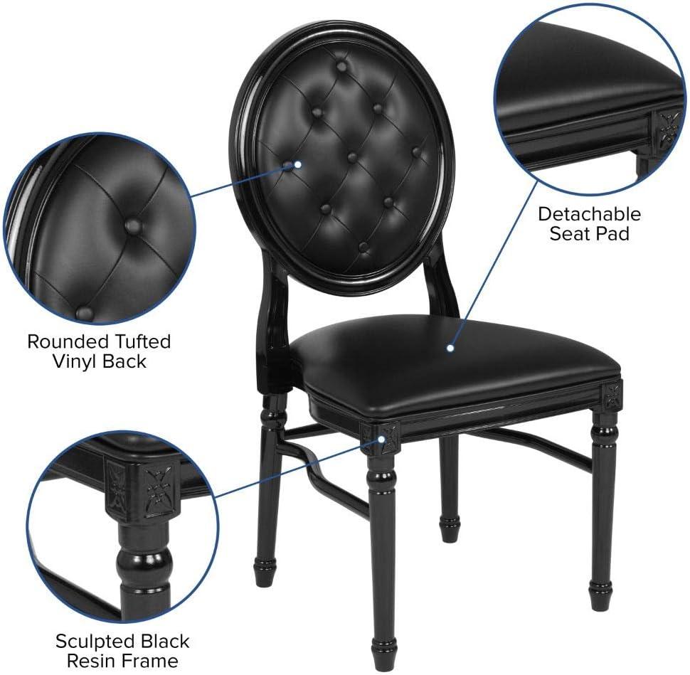 Flash Furniture 2 Pack HERCULES Series 900 lb. Capacity King Louis Chair with Tufted Back, Black Vinyl Seat and Black Frame