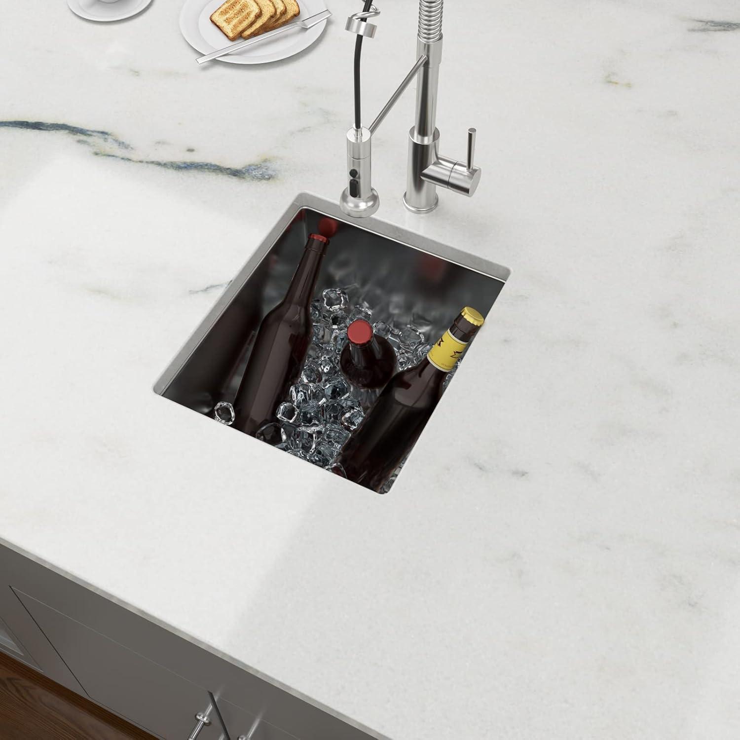 Lordear Undermount Kitchen Sinks 23 inch Small Undermount Bar Sink,16-Gauge Stainless Steel Single Bowl Bar Prep Kitchen Sink One Basin 23x18x10 Inch Handmade