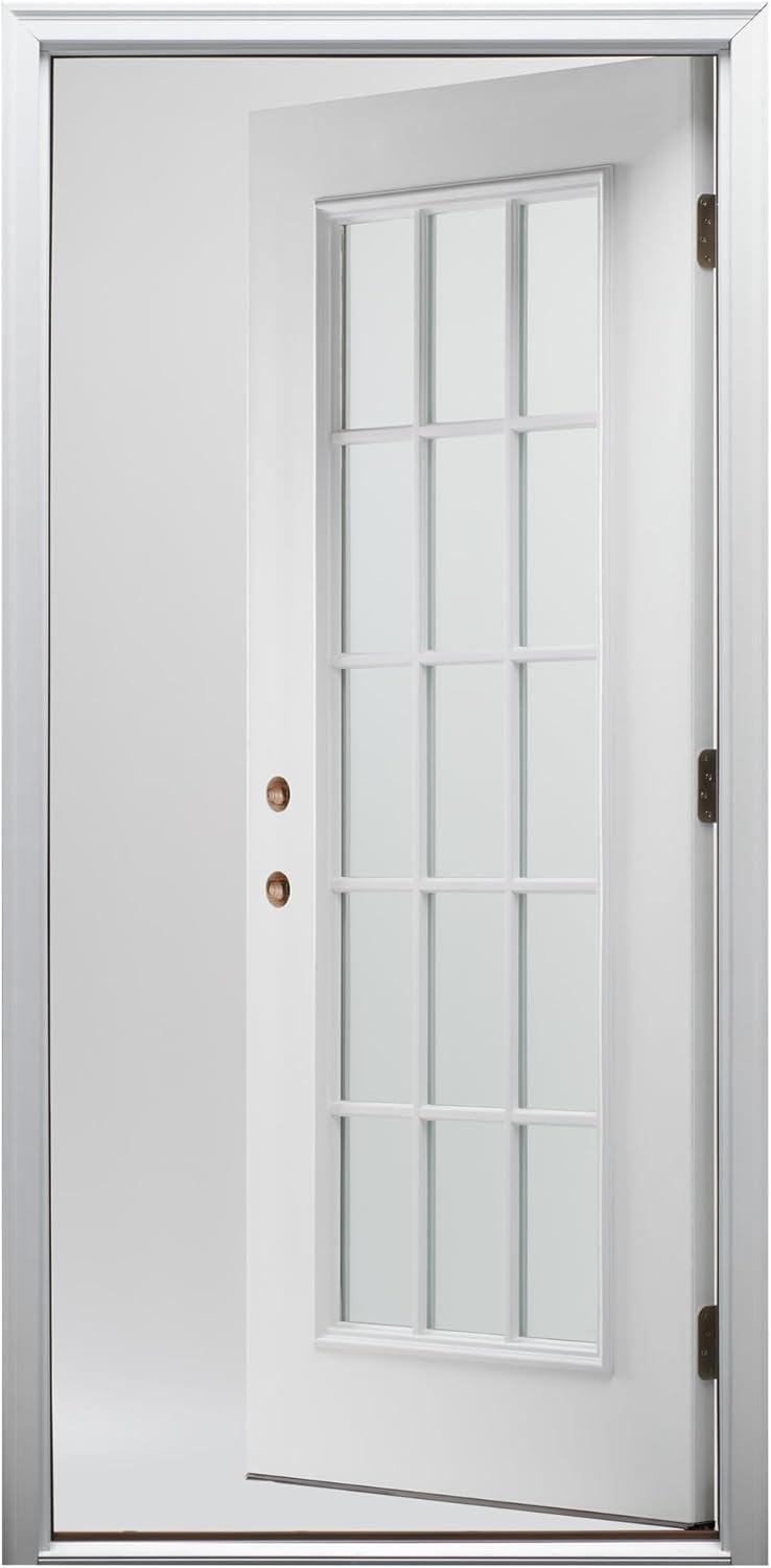 Primed Fiberglass 15 Lite Clear Glass Prehung Front Door