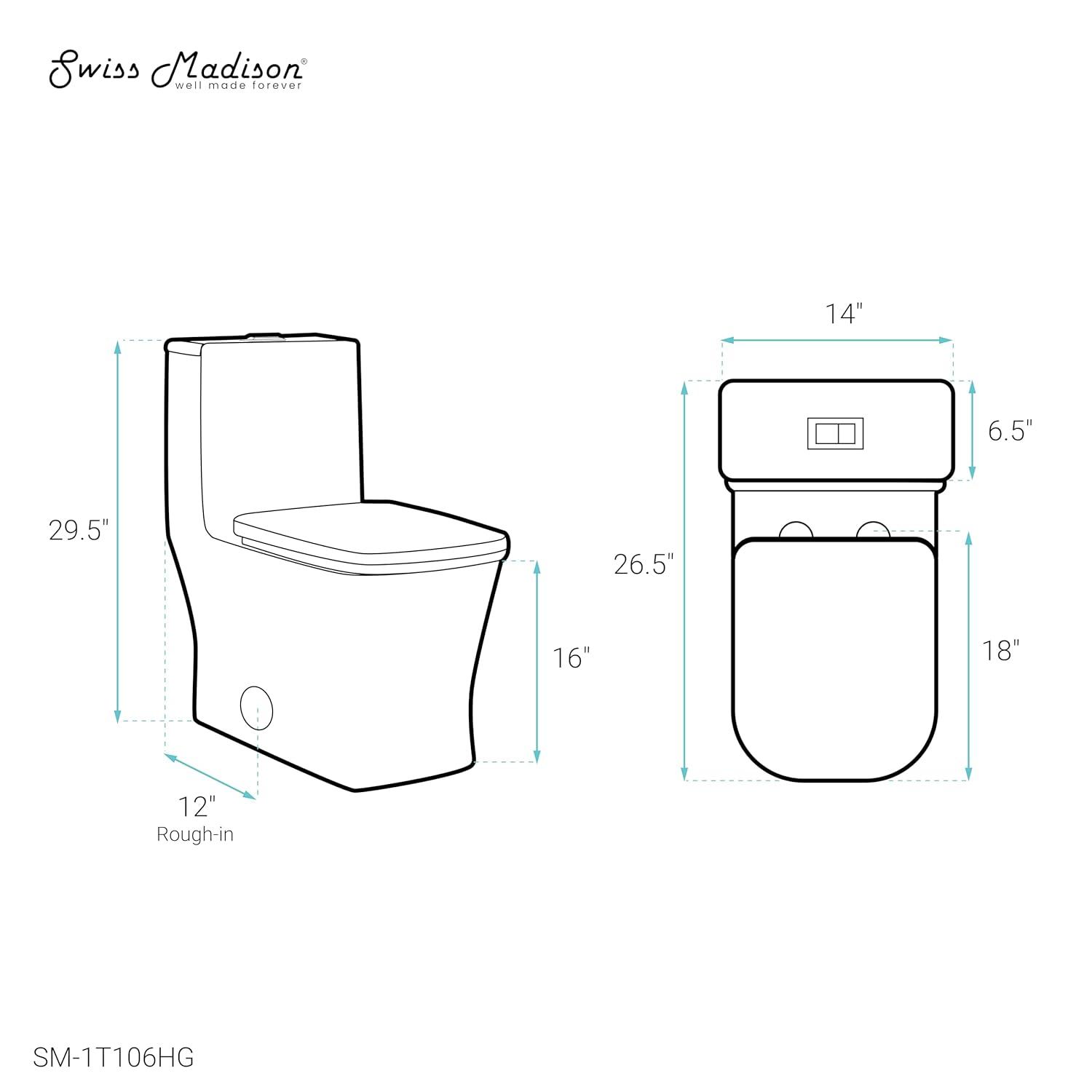 Concorde One Piece Square Toilet Dual Flush, Brushed Gold Hardware 1.1/1.6 gpf