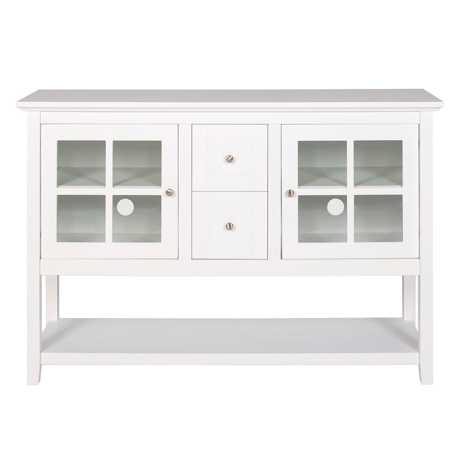 Walker Edison 52" Wood Console Table Buffet TV Stand for TV's up to 55" - White
