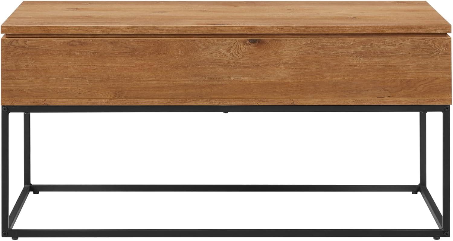 Walker Edison Modern Wood and Metal Lift-Top Coffee Table, English Oak