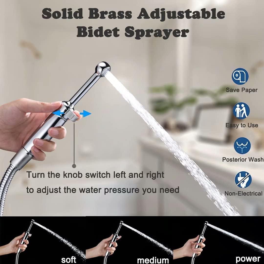 Polished Chrome Brass Handheld Bidet Sprayer Kit