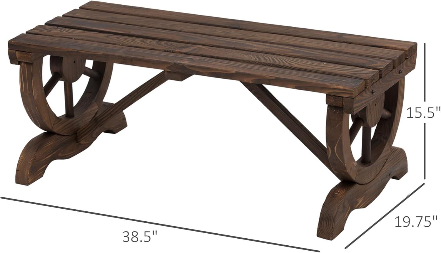 Outsunny 2-Person Garden Bench Outdoor Wagon Wheel Porch Bench for Backyard, Patio, Garden