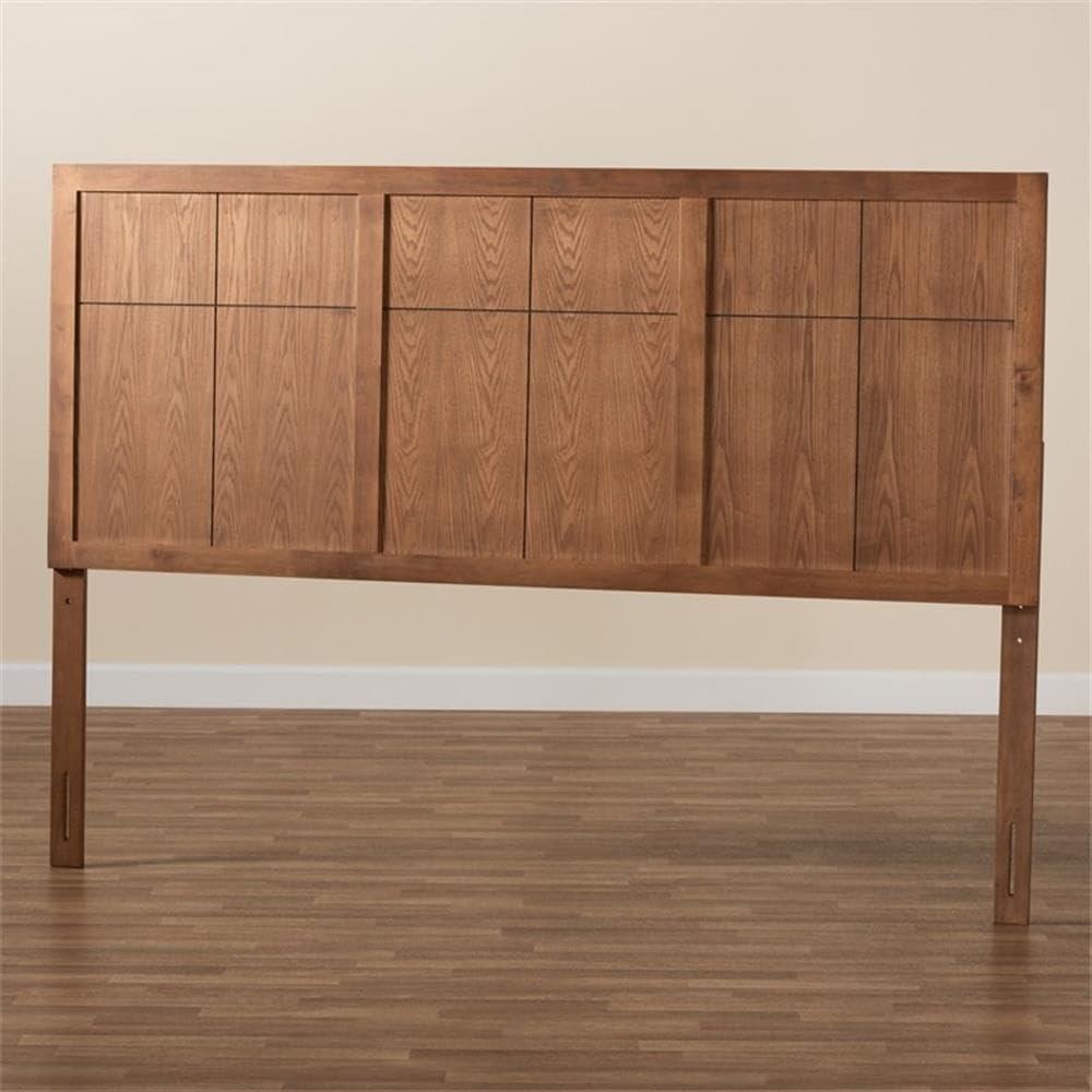 King Monroe Modern and Rustic Wood Headboard Walnut - Baxton Studio: Frame Mounted, 50" Height, No Box Spring Needed
