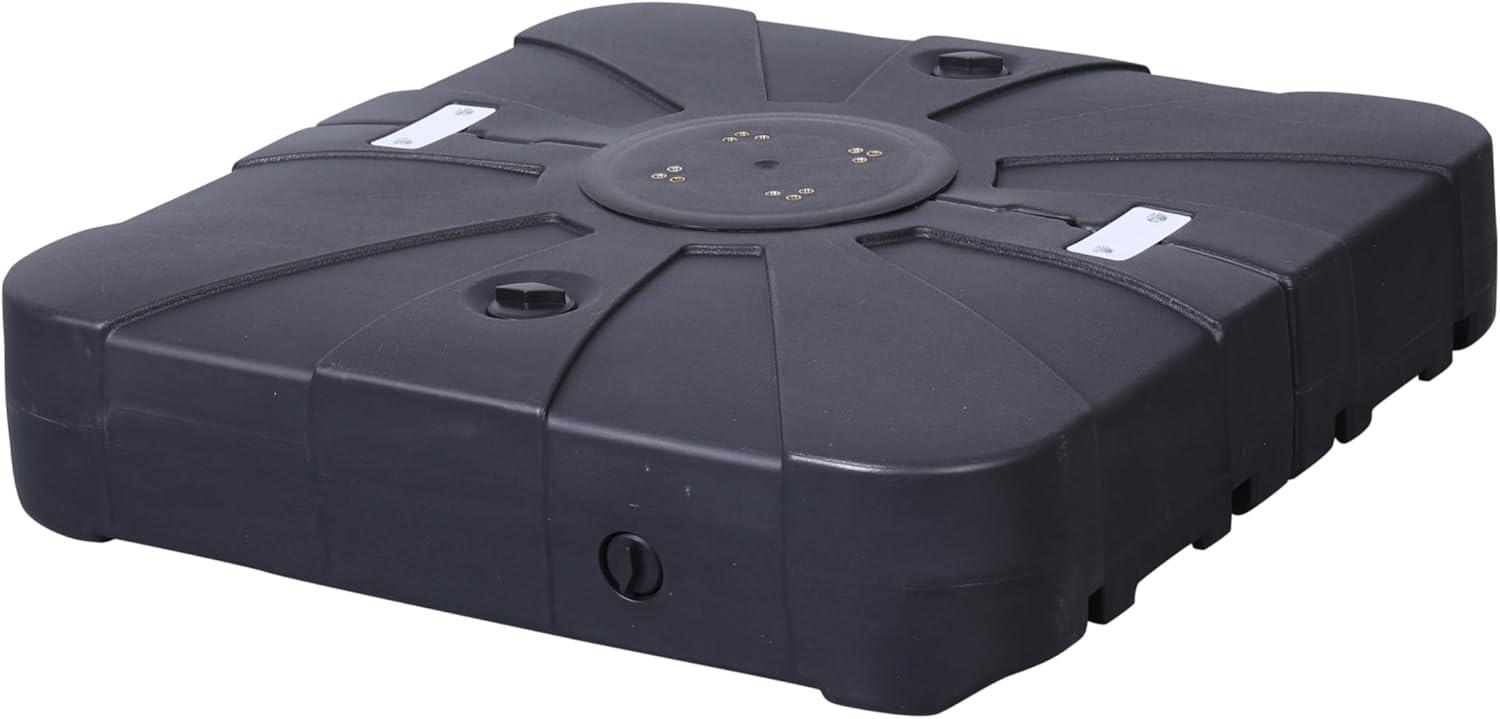 Flash Furniture Hank Heavy Duty Weather-Resistant Universal Offset Umbrella Base with Grooved Handles and Built-In Wheels in Black