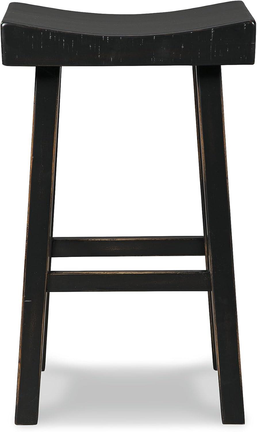 Transitional 31" Black Wood and Metal Saddle Barstool