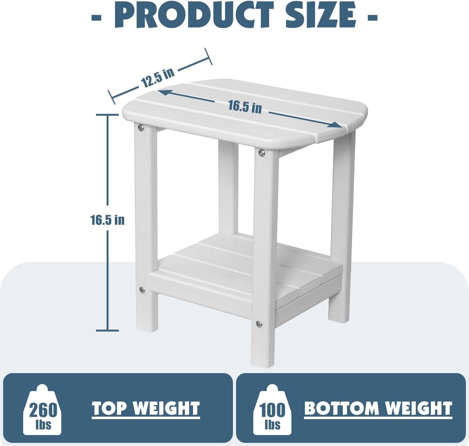 White HDPE 2-Tier Adirondack Outdoor Side Table