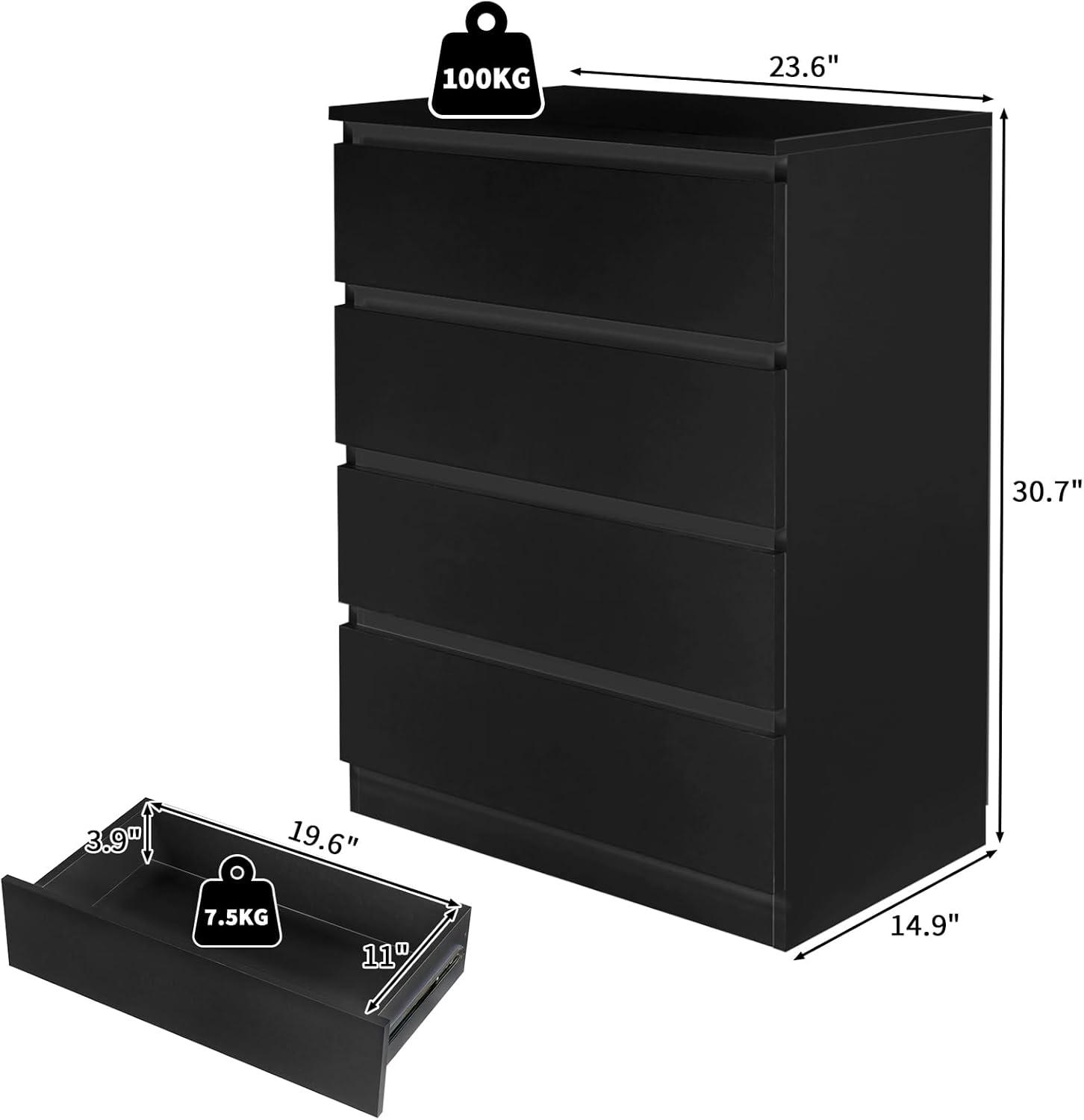 Hommoo 6 Drawer Double Dresser for Bedroom Black