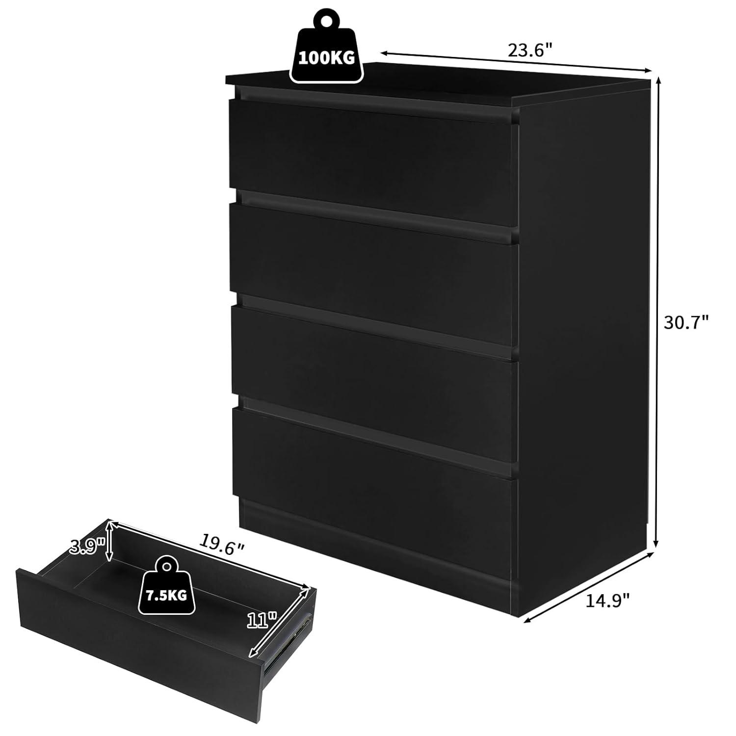 Hommoo 6 Drawer Double Dresser for Bedroom Black