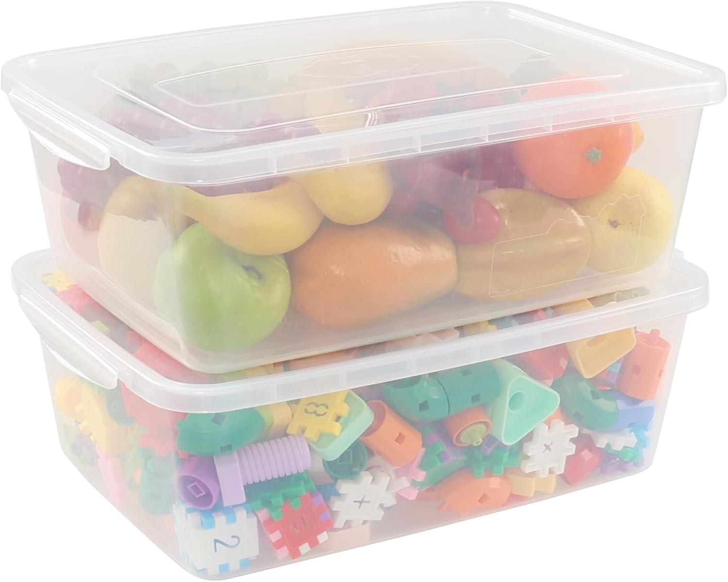 Clear Stackable Plastic Storage Boxes with Lids, 16 Quart, 2-Pack