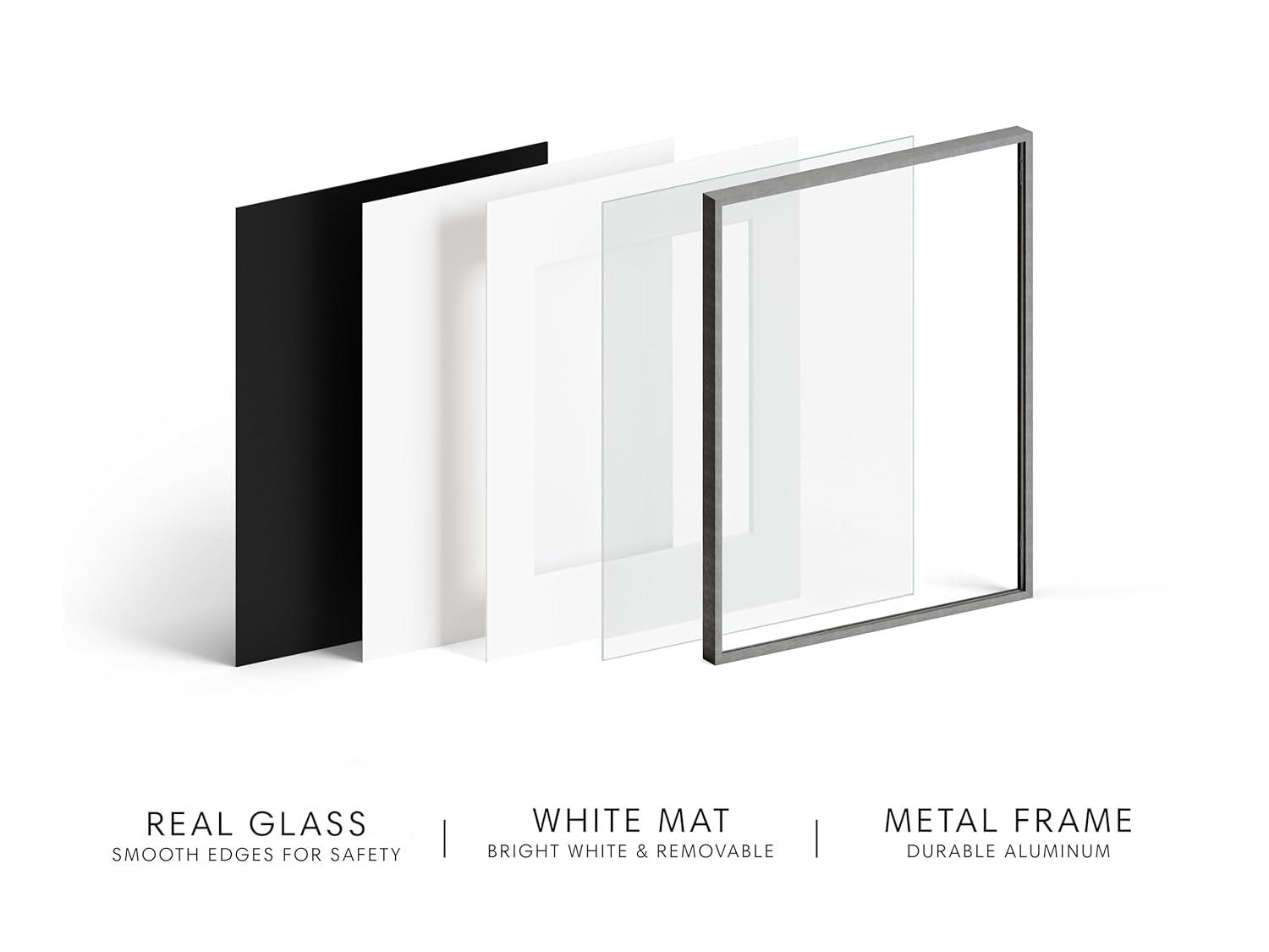 Haus and Hues Brushed Metal Single Picture Frame with Real Glass, Gray, 10x10