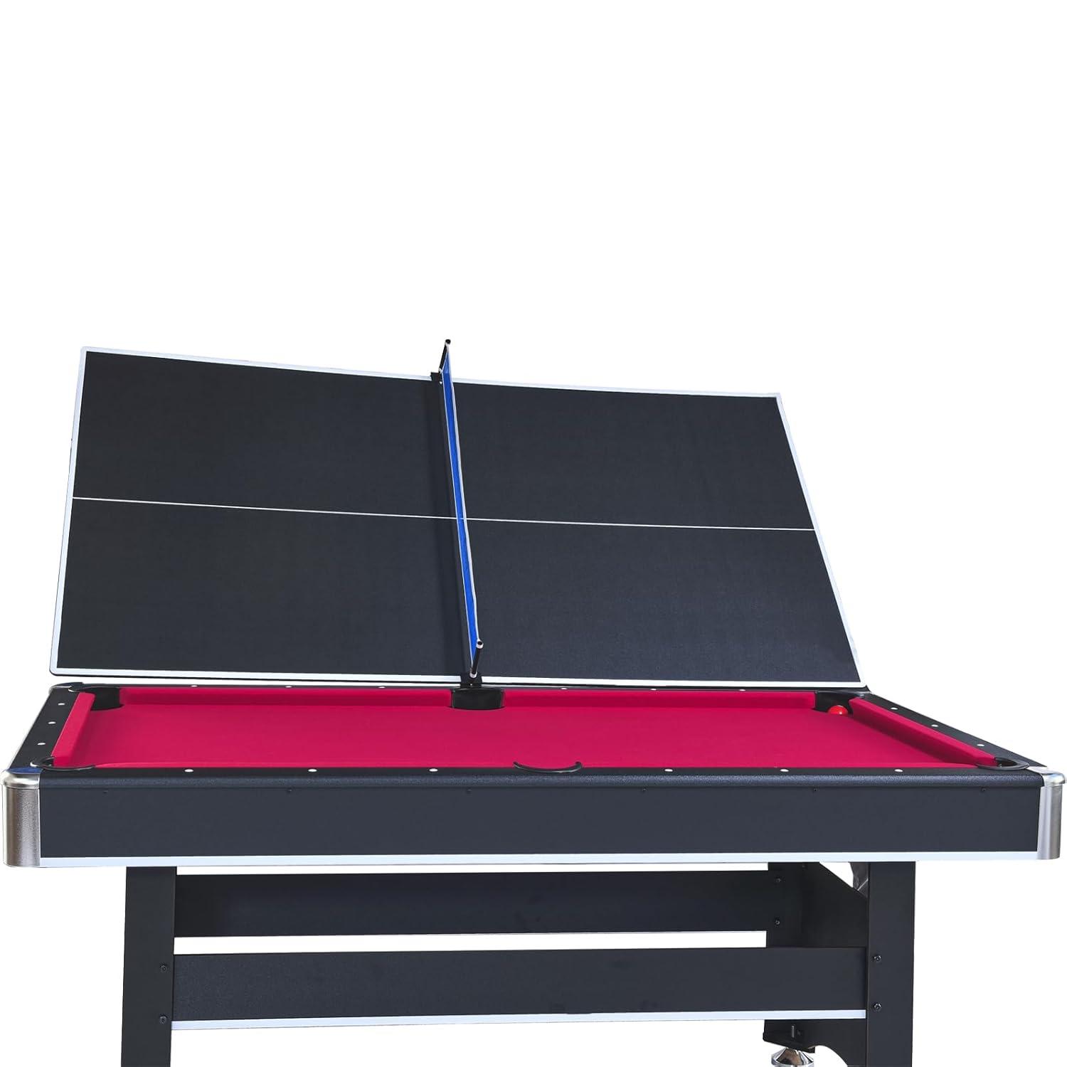 6-Foot Pool Table with Table Tennis Top, Multi Game Table, Billiard Table with Table Tennis Conversion Top