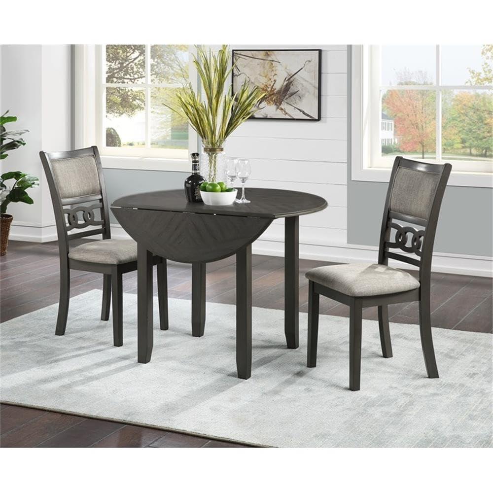 New Classic Furniture,Gia 3-Piece 42" Wood Round Dining Set With 2 Chairs In Gray