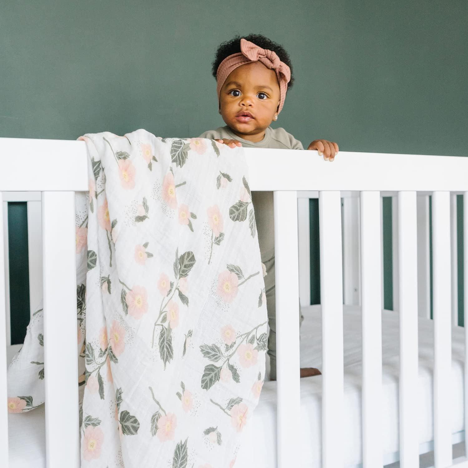 Red Rovr Organic Cotton Muslin Swaddle Blanket - Blushing Bloom - 2pk