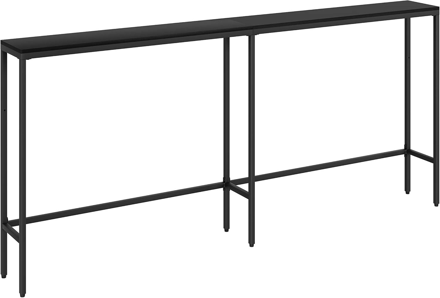 70.9'' Black Metal Extra Narrow Console Table with Storage