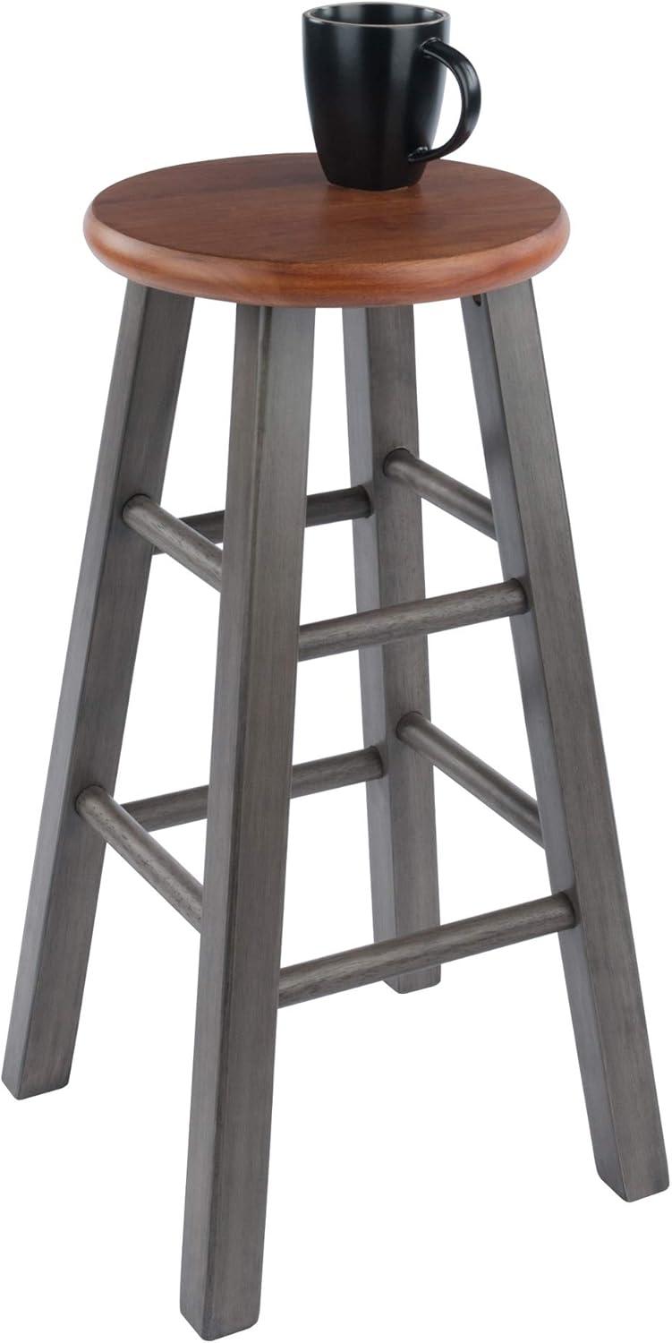 24" Ivy Counter Height Barstool Rustic Teak Brown - Winsome: Solid Wood, No Assembly, 220lb Capacity