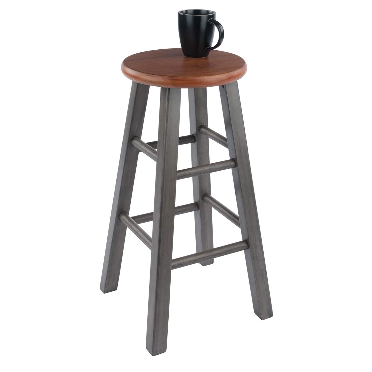 24" Ivy Counter Height Barstool Rustic Teak Brown - Winsome: Solid Wood, No Assembly, 220lb Capacity