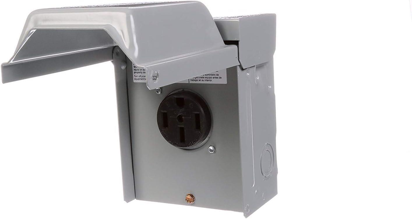 Gray Steel Outdoor 50-Amp Enclosed Receptacle