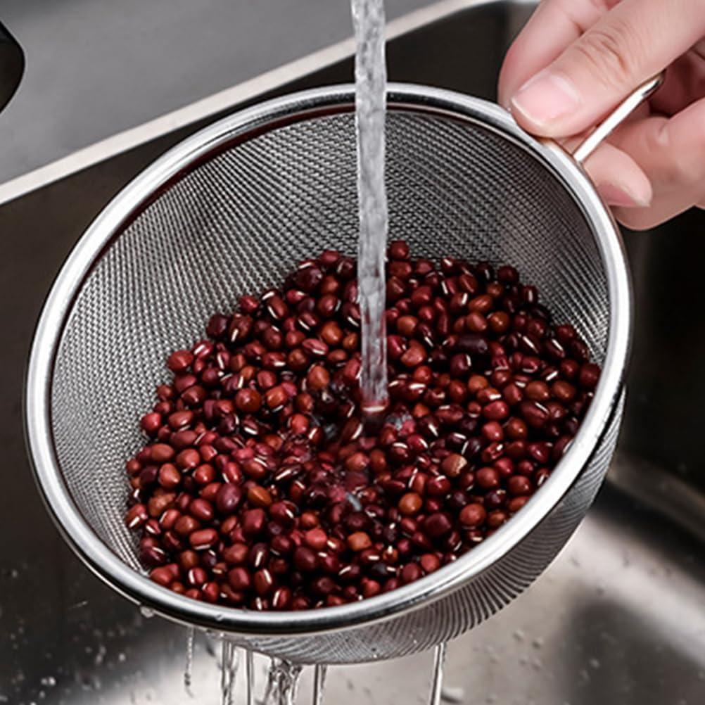 1 Set Colander with Bowl Fine Mesh Strainer Stainless Steel Strainer Kitchen Mixing Bowl Basin