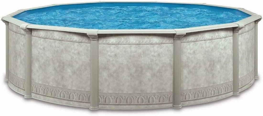Aquarian Pools Khaki Venetian 21 Foot by 52 Inch Round Steel Outdoor Backyard Above Ground Family Swimming Pool with Skimmer and Liner Not Included