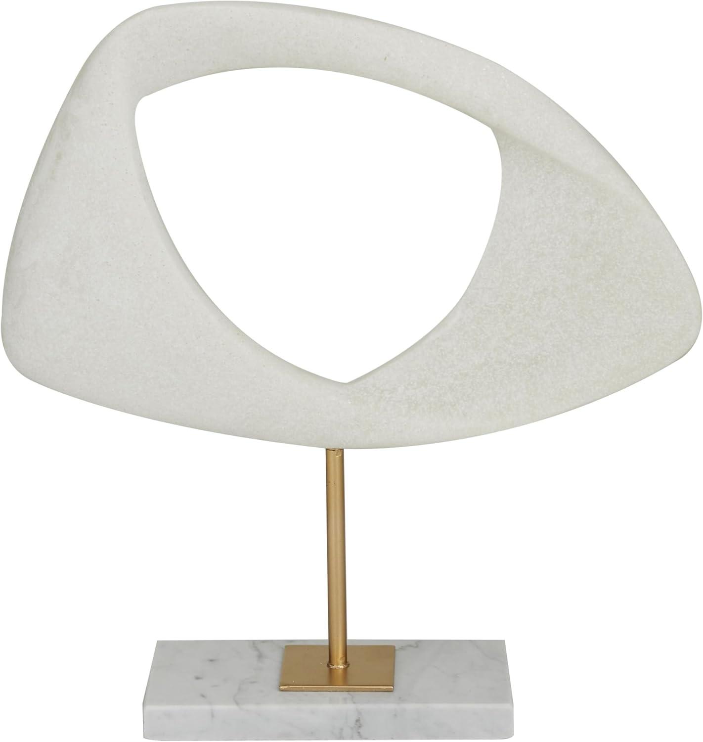 12" White Porcelain Abstract Sculpture with Marble Stand