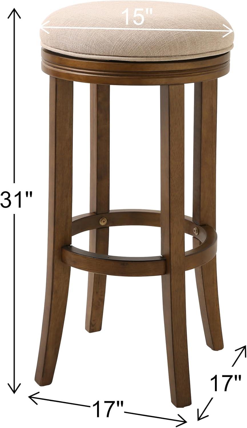 Victoria Honeysuckle Wood Swivel Bar Height Stool with Cream Upholstered Seat