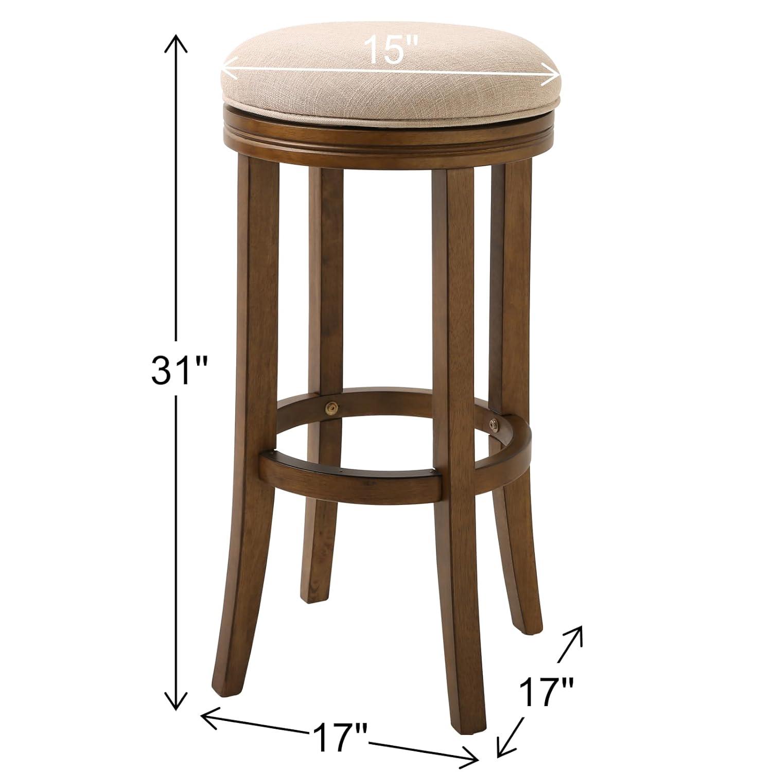 NewRidge Home Goods NewRidge Home Victoria Bar Height Swivel Stool with Cream Fabric Honeysuckle Finish