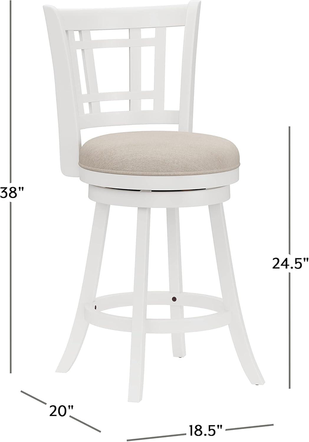 25" Fairfox Swivel Counter Height Barstool with Back, Ecru Upholstery - Hillsdale Furniture